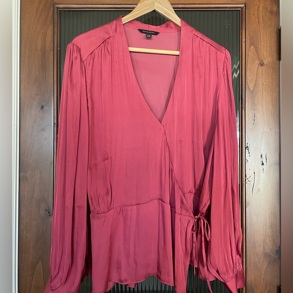 Banana Republic mauvy pink silky blouse XL NWOT